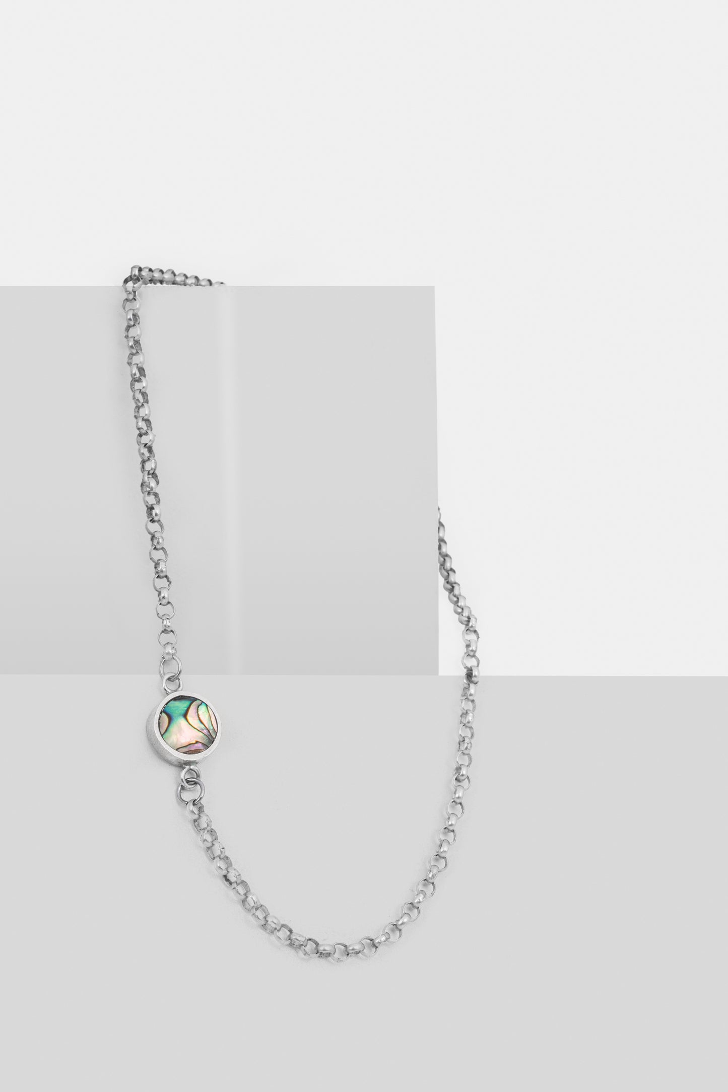 Sterling silver signature choker with blue mother of pearl