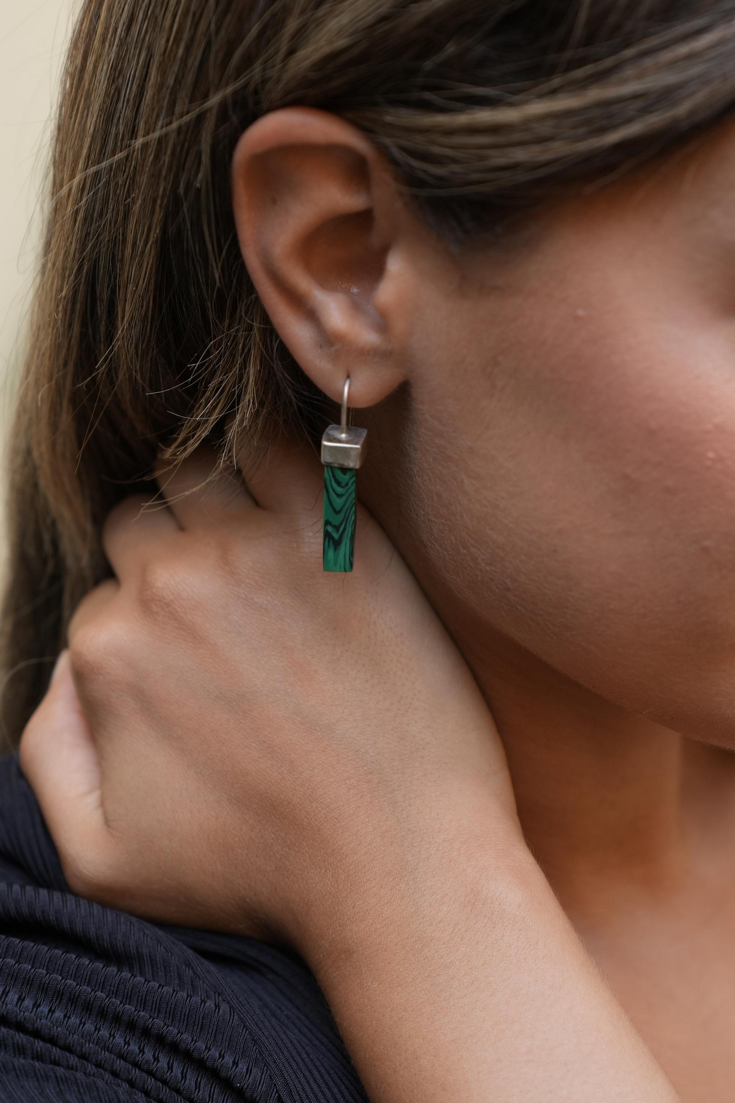 Malachite Aqua bar earrings