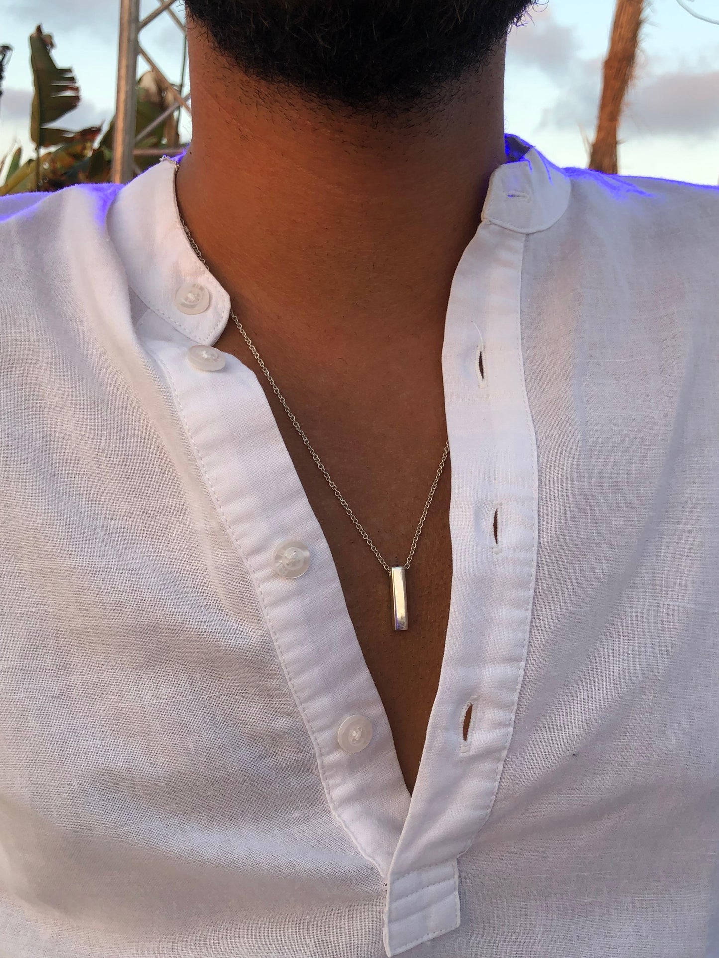Sterling silver men’s bar necklace