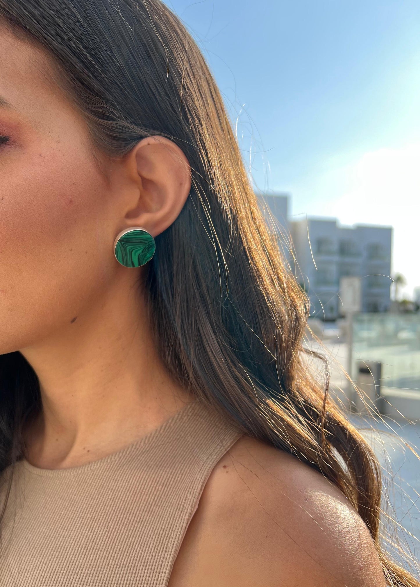 Malachite stud earrings