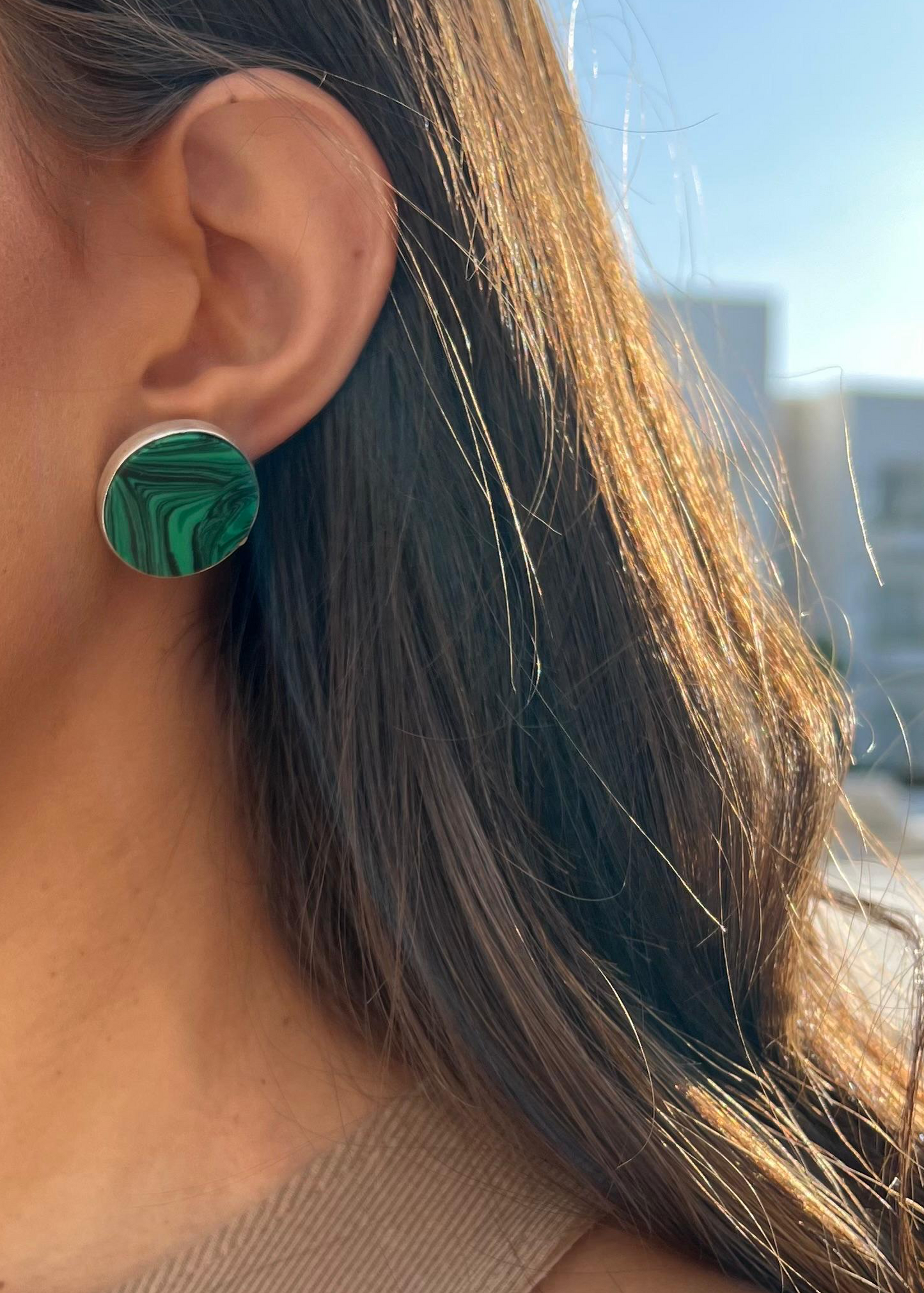Malachite stud earrings