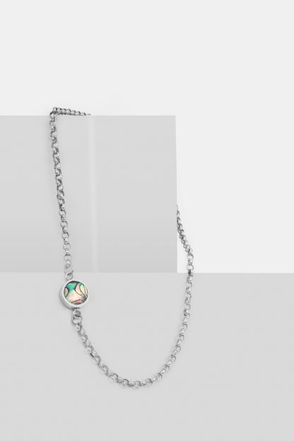 Sterling silver signature choker with blue mother of pearl