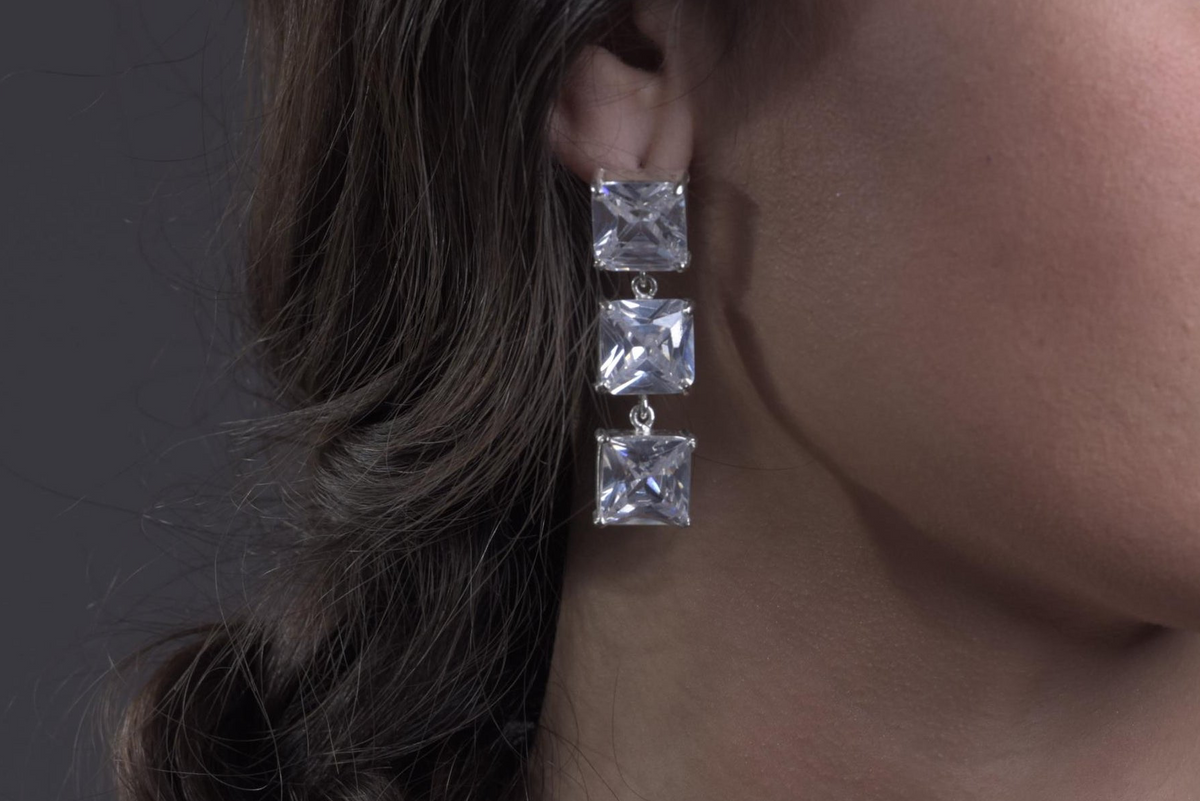 Three Square Formal Earrings