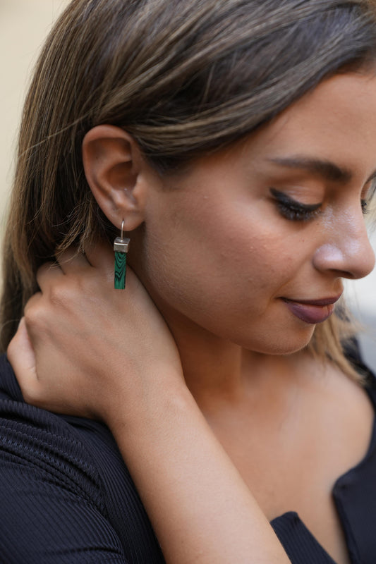 Malachite Aqua bar earrings
