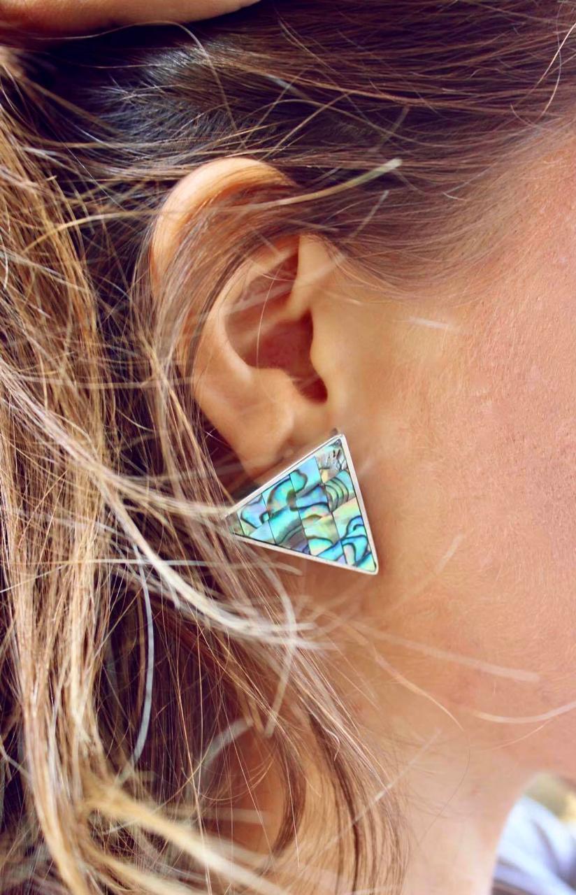 Blue Trigon mother of pearl earrings